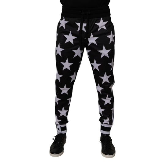 Dolce & Gabbana Black White Stars Jogger Men Sweatpants Pants