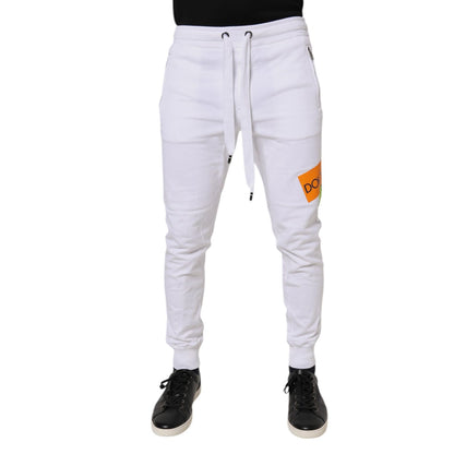 Dolce & Gabbana White Logo Tape Jogger Cotton Sweatpants Pants
