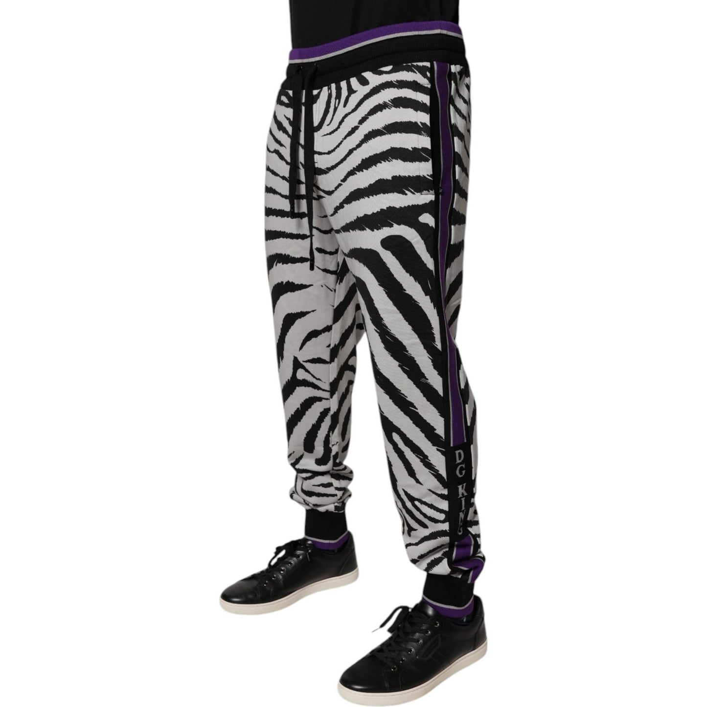 Dolce & Gabbana Black White Zebra Men Jogger Sweatpants Pants PAN76060-52
