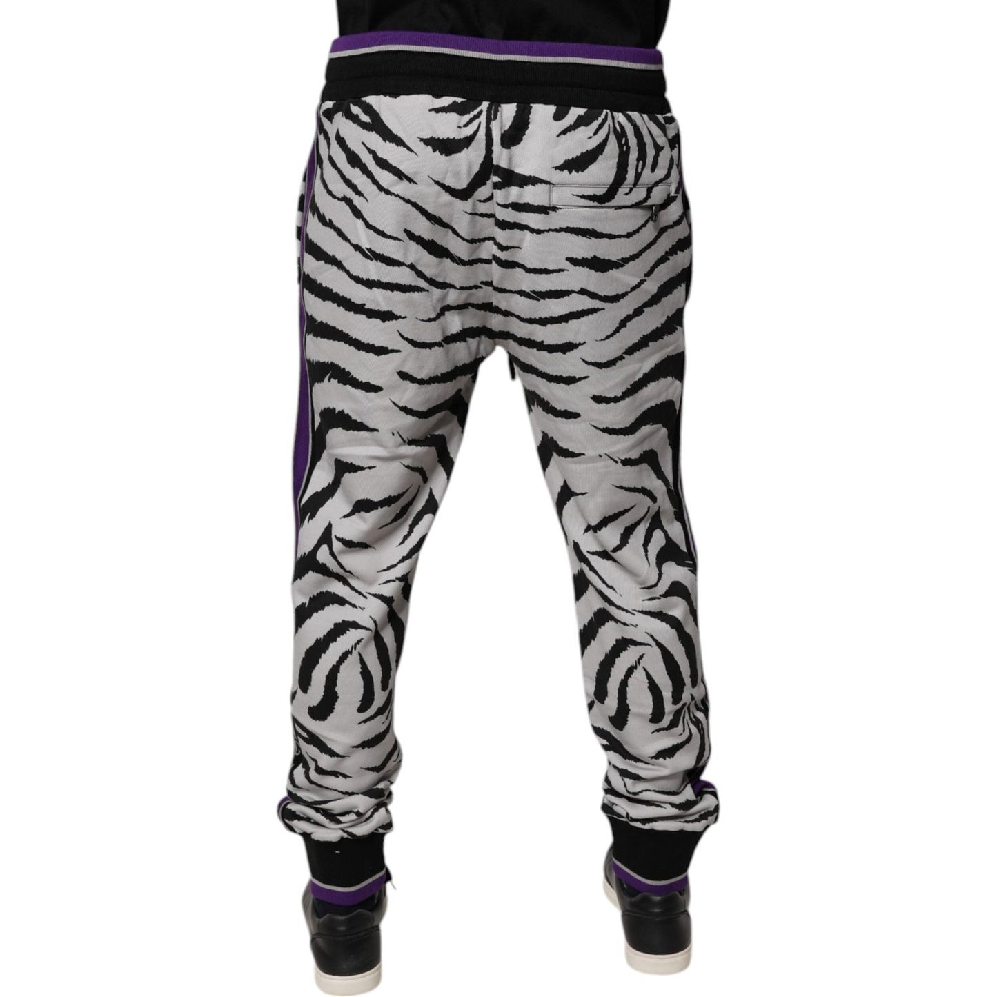 Dolce & Gabbana Black White Zebra Men Jogger Sweatpants Pants PAN76060-52