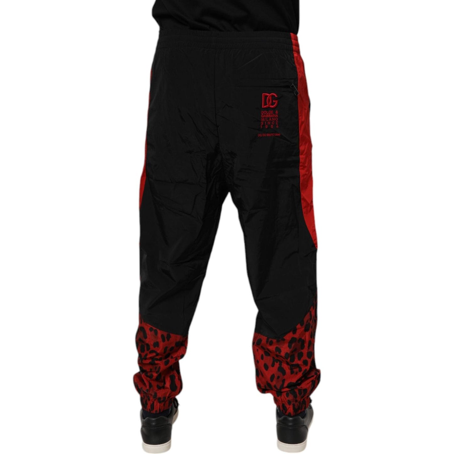 Dolce & Gabbana Black Red Leopard Jogger Sweatpants Pants PAN76108-48