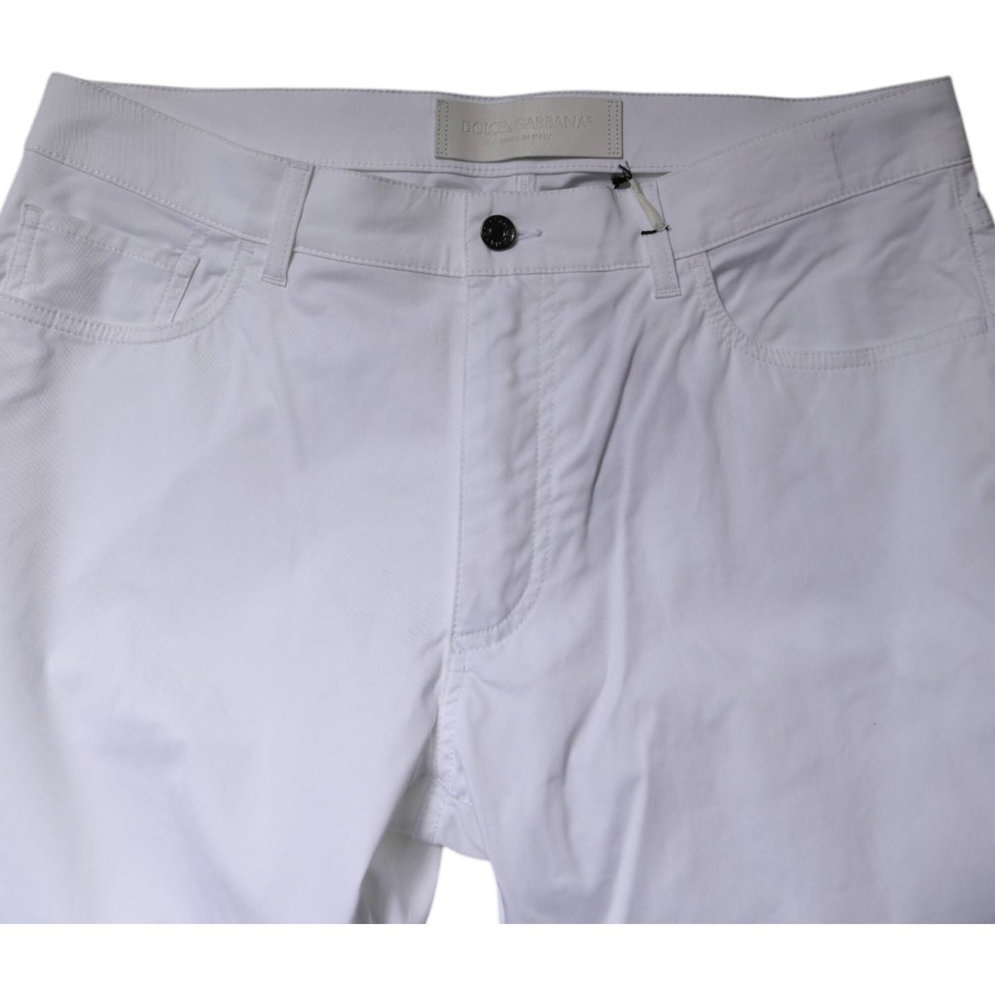 Dolce & Gabbana White Cotton Stretch Skinny Dress Formal Pants PAN76117-54