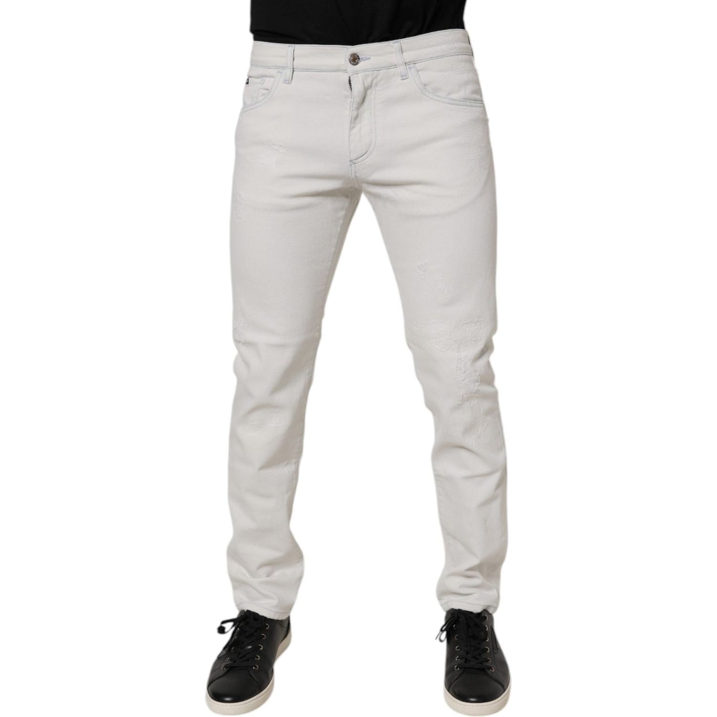 Dolce & Gabbana White Cotton Stretch Skinny Slim Denim Jeans PAN76118-48