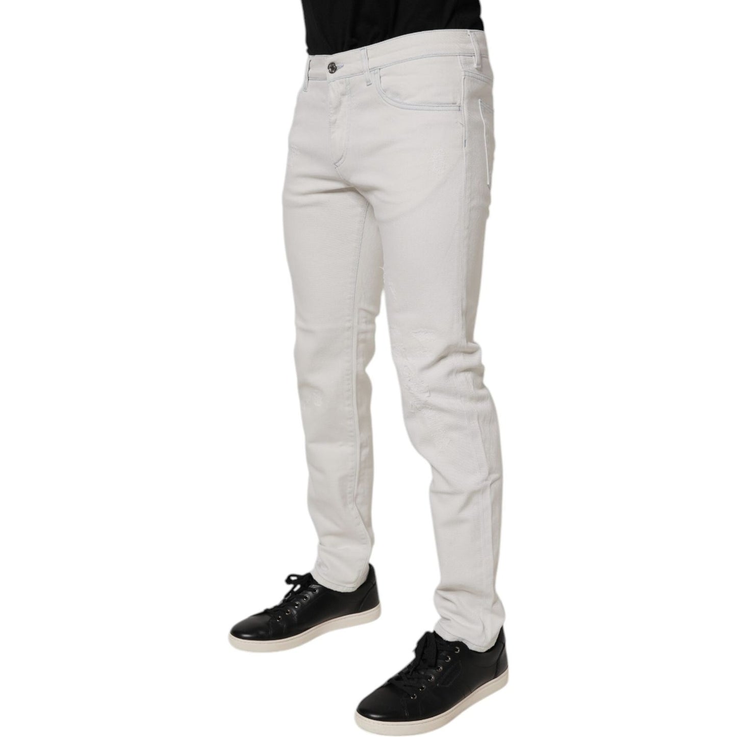 Dolce & Gabbana White Cotton Stretch Skinny Slim Denim Jeans PAN76118-48