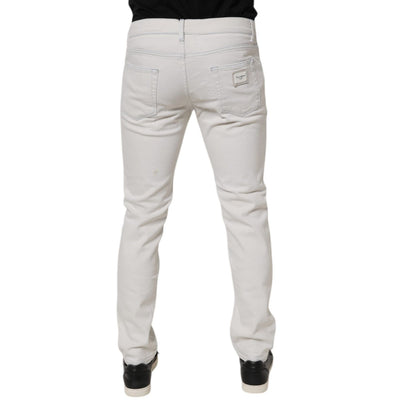 Dolce & Gabbana White Cotton Stretch Skinny Slim Denim Jeans