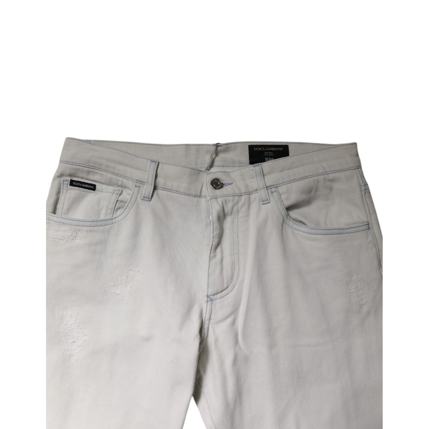 Dolce & Gabbana White Cotton Stretch Skinny Slim Denim Jeans