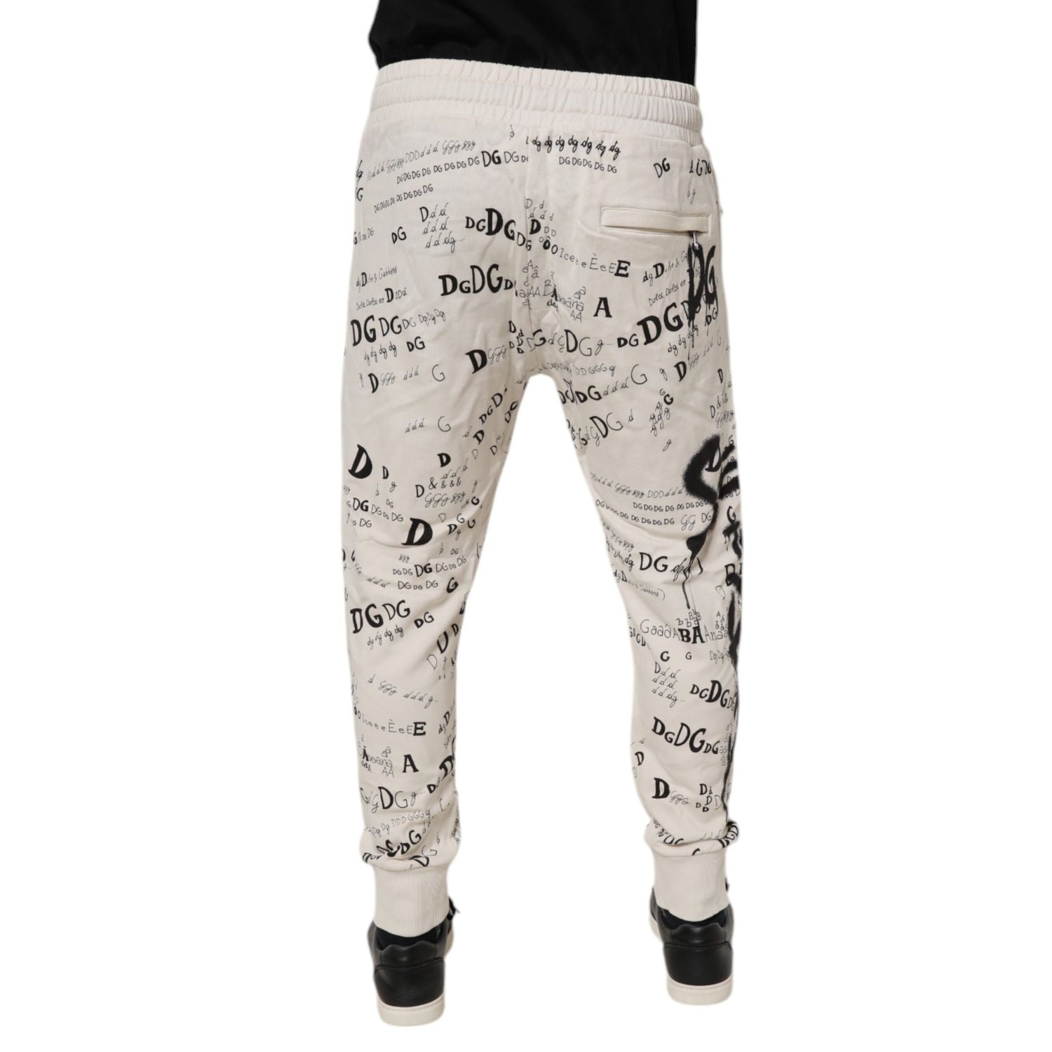 Dolce & Gabbana White Logo Print Men Skinny Sweatpants Pants