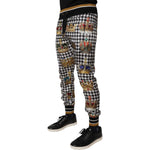 Dolce & Gabbana Multicolor Houndstooth Crown Men Sweatpants Pants PAN76172-44