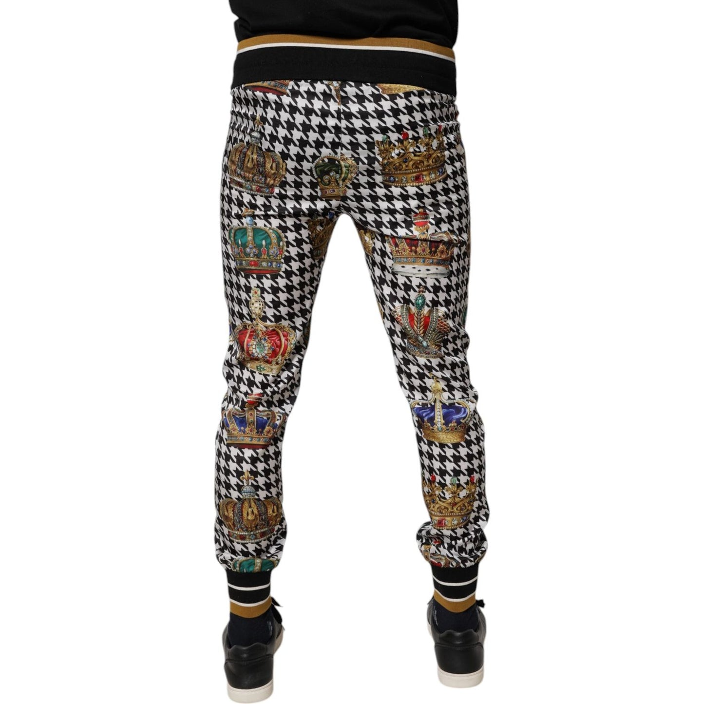 Dolce & Gabbana Multicolor Houndstooth Crown Men Sweatpants Pants PAN76172-44