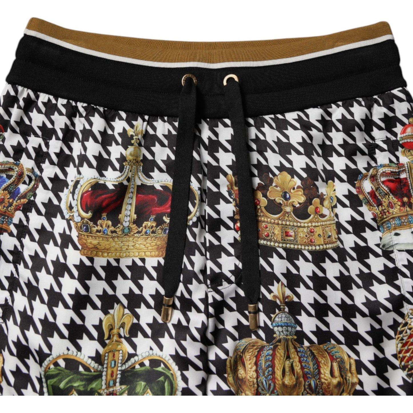 Dolce & Gabbana Multicolor Houndstooth Crown Men Sweatpants Pants PAN76172-44