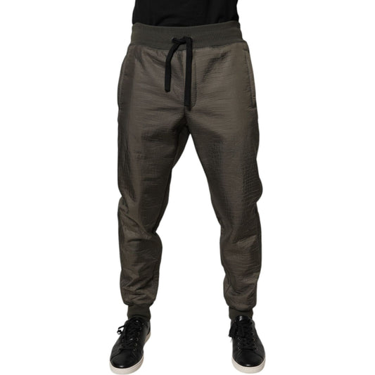 Dolce & Gabbana Brown Lambskin Leather Men Sweatpants Pants PAN76176-50