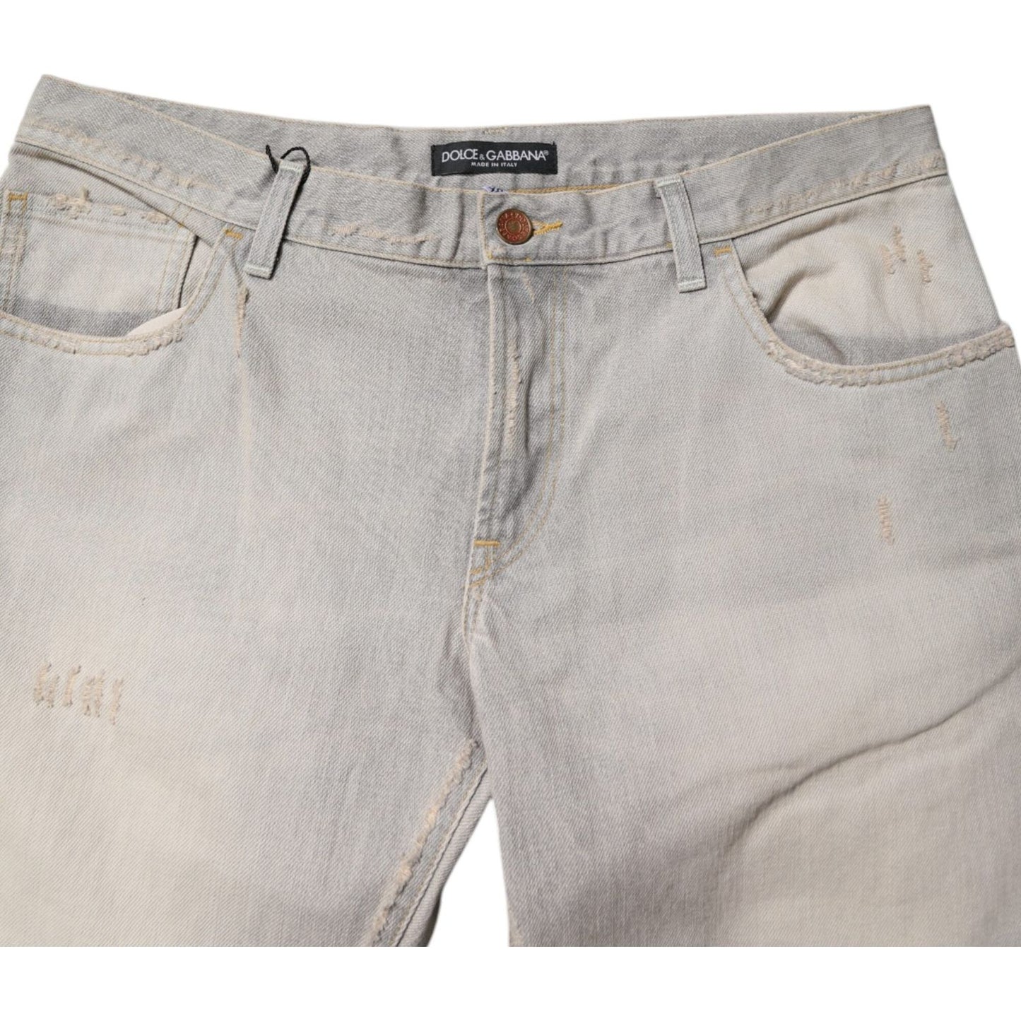 Dolce & Gabbana Light Gray Cotton Skinny Denim Jeans