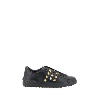 Valentino Garavani Black Calf Leather Bos Taurus Low Top Sneakers