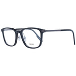 Ermenegildo Zegna Black Men Glasses Frame, plastic & titanium, square full-rim style with demo lenses, size 53-19-145.