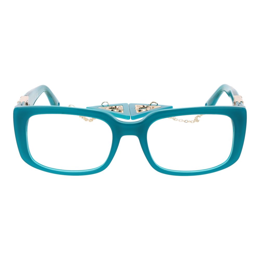 Guess Turquoise Women Glasses Frame with cat eye style, acetate material, full rim, demo lenses, and branded case included.