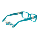 Guess Turquoise Women Glasses Frame in acetate with cat eye style, featuring full-rim design and extra pendant with branded case included.