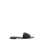 Dolce & Gabbana Millenials Sandals, leather sandals with logo-embossed front strap, rounded toe, and flat sole for comfort, AW25 season.