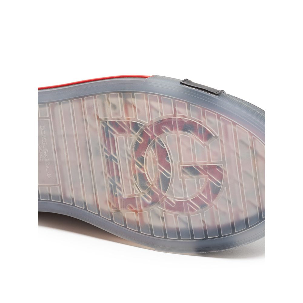 Dolce & Gabbana Black And White Leather Low Top Sneakers