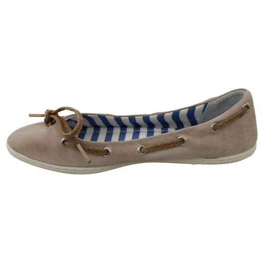 Pantofola D'Oro Beige Suede Lace Bow Loafers Ballet Flat Shoes