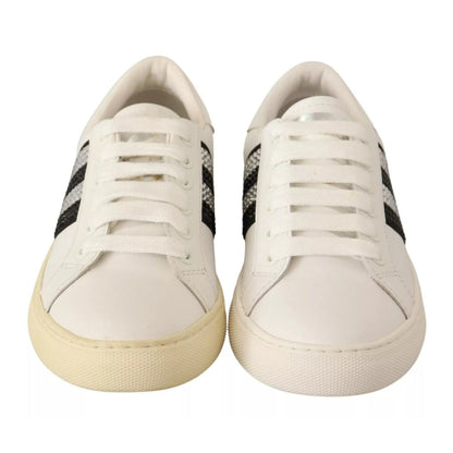 Marc Jacobs White Leather Crystal Embellished Sneakers Shoes