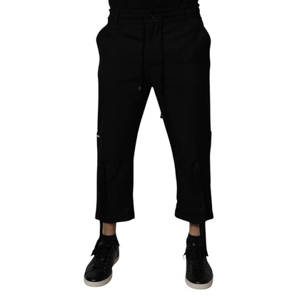 Dolce & Gabbana Black Polyester Men Cropped Pants