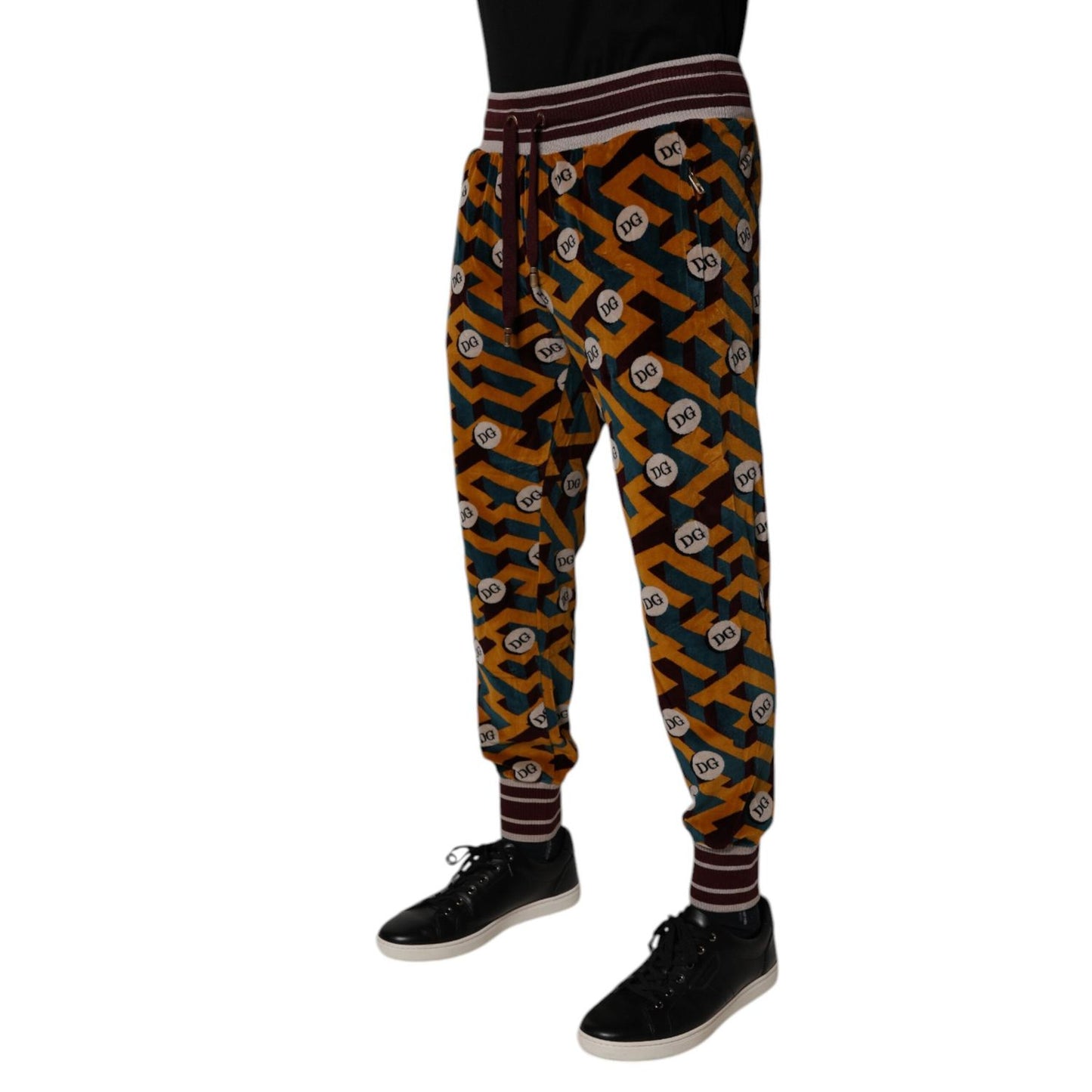 Dolce & Gabbana Multicolor Logo Monogram Jogger Sweatpants Pants PAN75045-44