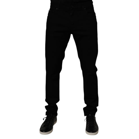 Dolce & Gabbana Black Cotton Stretch Slim Fit Men Denim Jeans