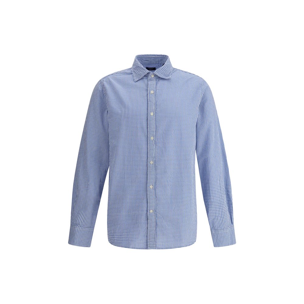 Deperlu Light Blue Cotton Pattern Shirt