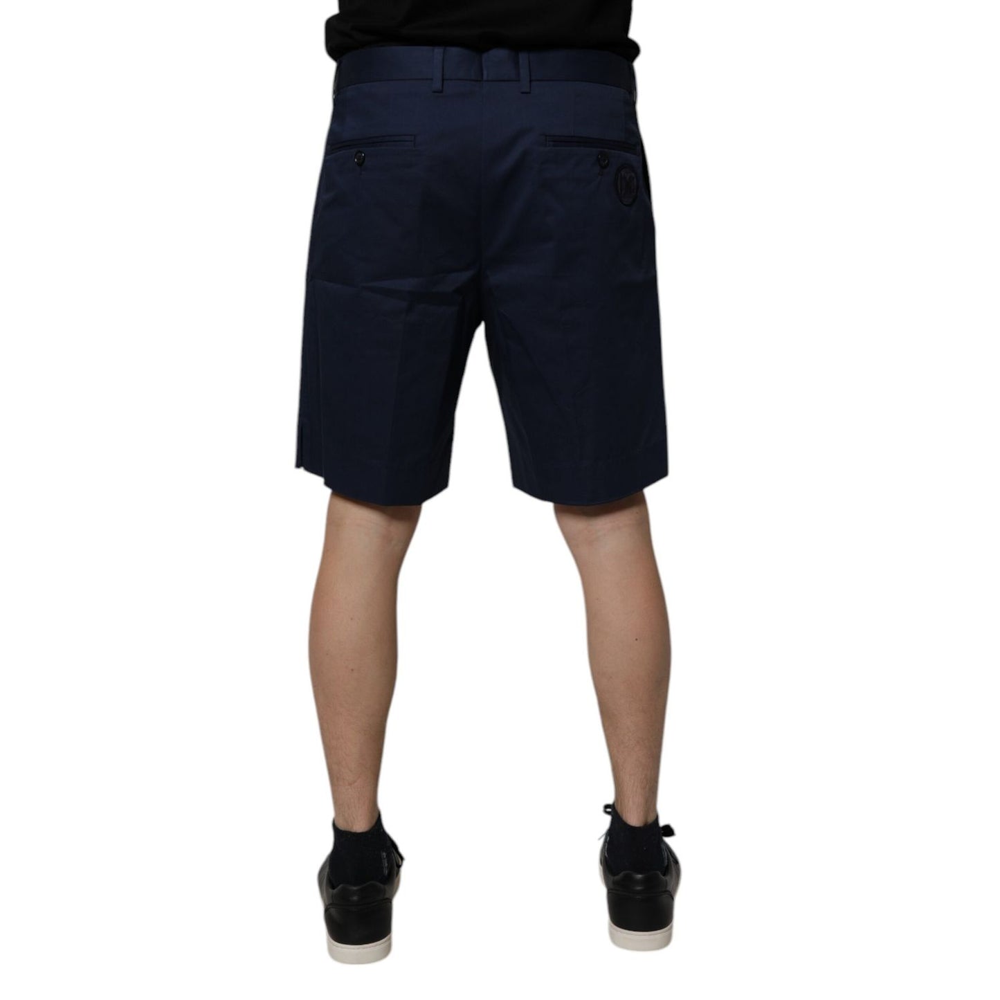 Dolce & Gabbana Dark Blue Cotton Mid Waist Men Bermuda Shorts