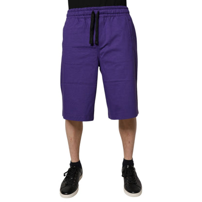 Dolce & Gabbana Purple Cotton Men Bermuda Sweatshorts Shorts