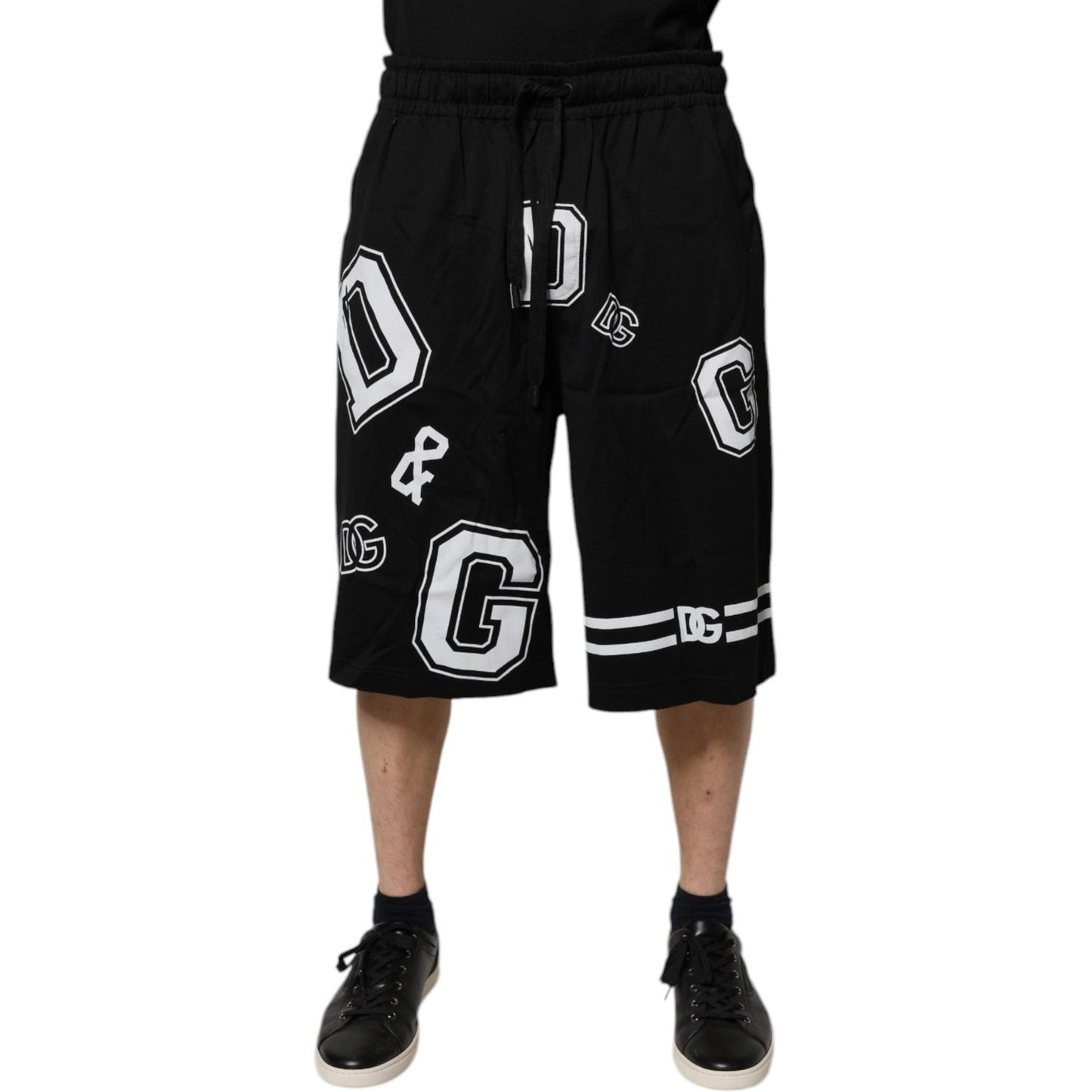 Dolce & Gabbana Black Logo Cotton Bermuda Sweatshorts Shorts PAN76173-54