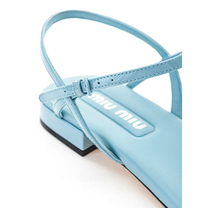 Miu Miu Blue Patent Leather Flip-Flop Sandals