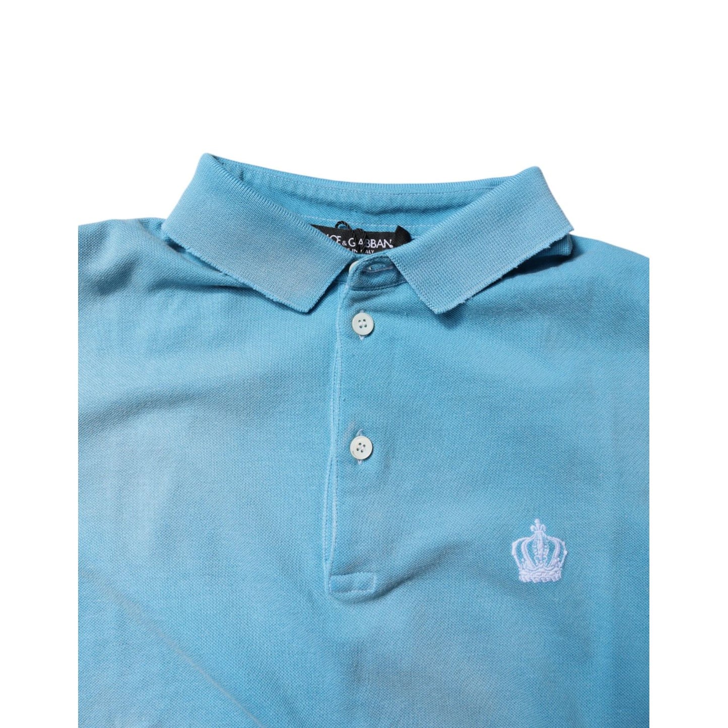 Dolce & Gabbana Blue Cotton Crown Collared Men Polo T-shirt