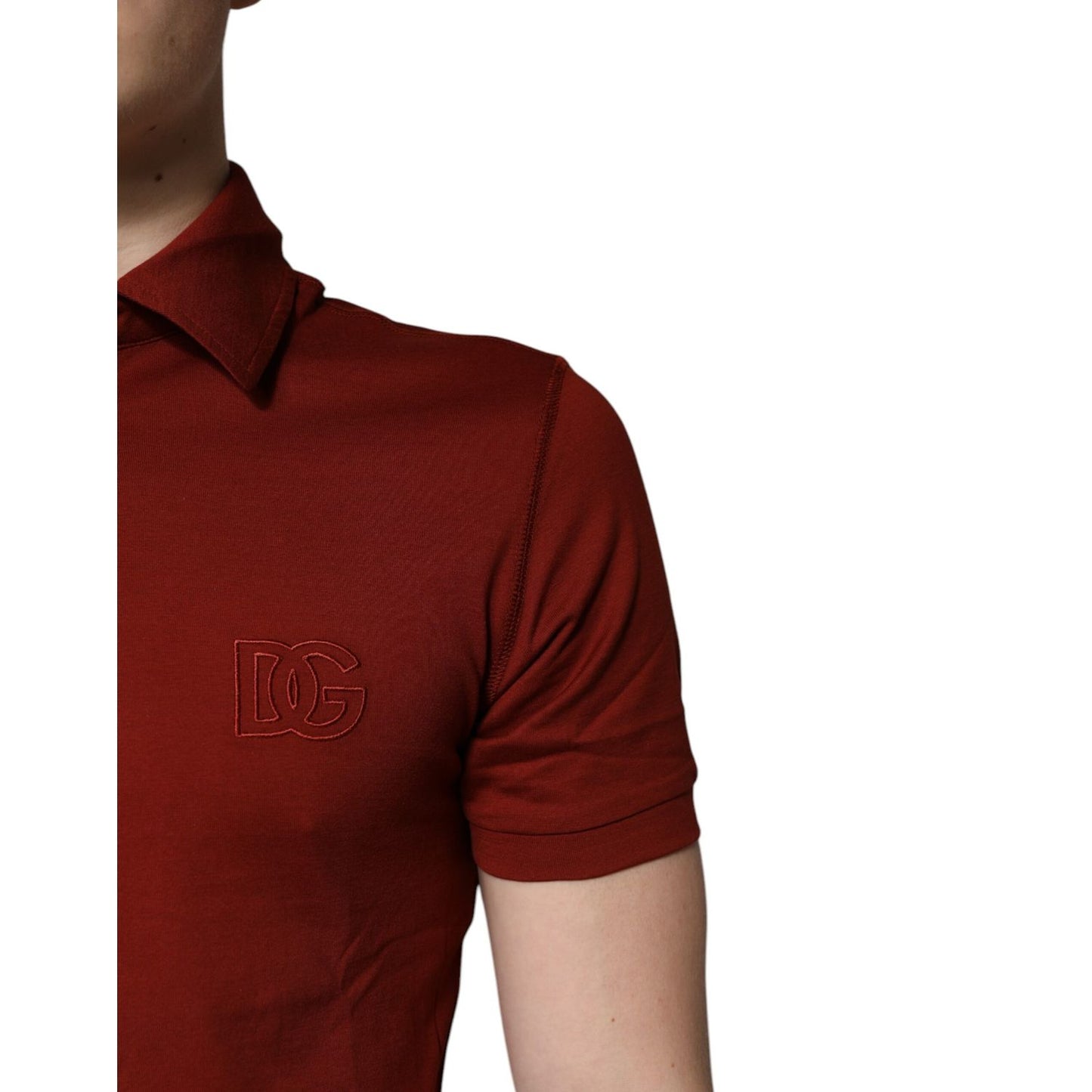 Dolce & Gabbana Red Cotton DG Logo Collared Men Polo T-shirt