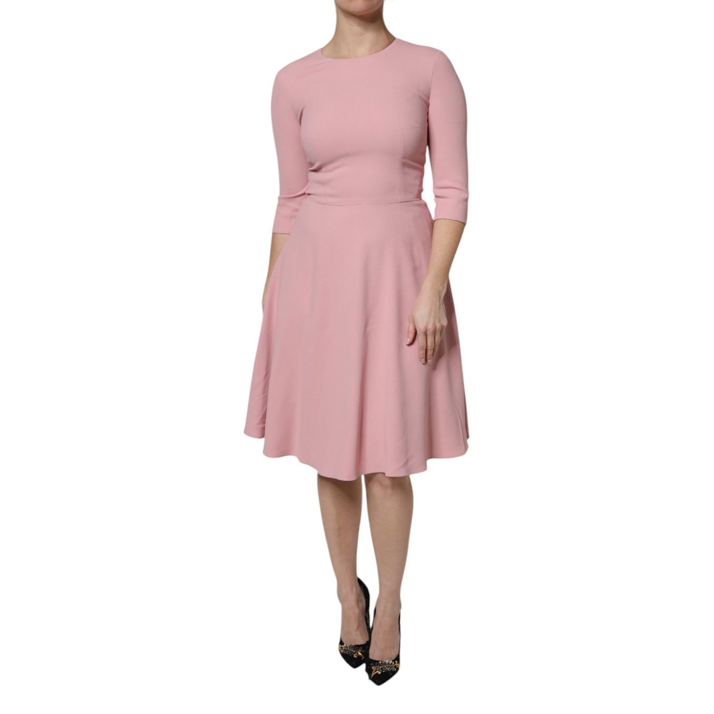 Dolce & Gabbana Pink A-line Flare Viscose 3/4 Sleeves Dress