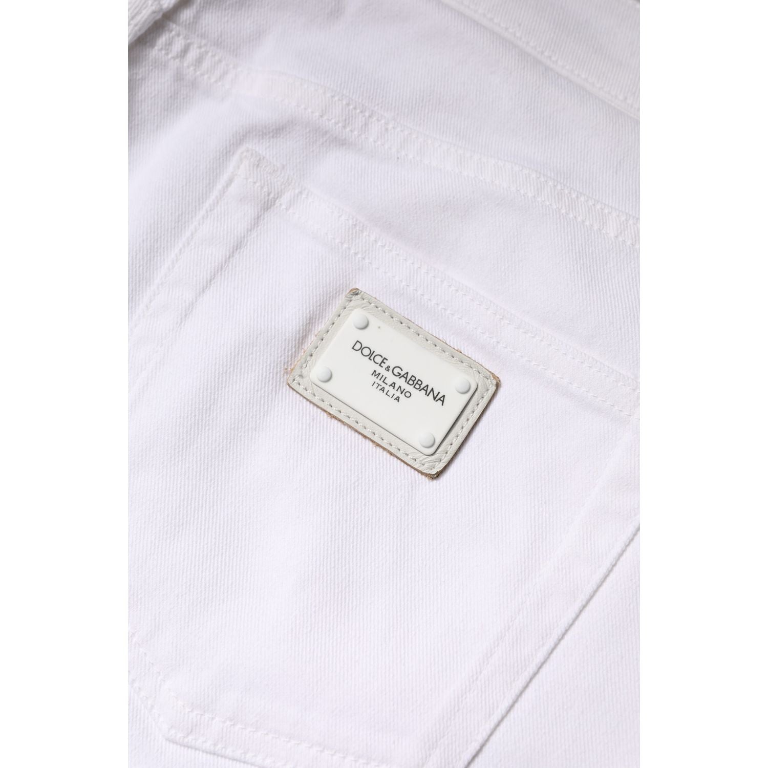 Dolce & Gabbana White Cotton Mid Waist Skinny Denim Jeans