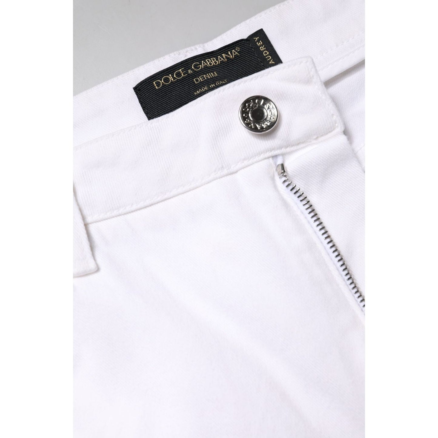 Dolce & Gabbana White Cotton Mid Waist Skinny Denim Jeans PAN75965-48