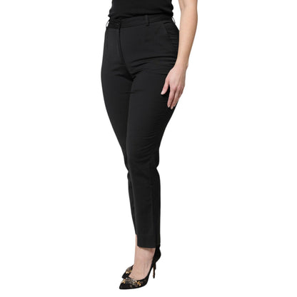 Dolce & Gabbana Black Polyester High Waist Slim Pants