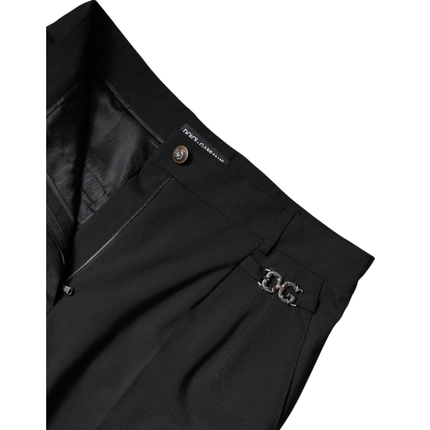 Dolce & Gabbana Black Polyester High Waist Dress Pants