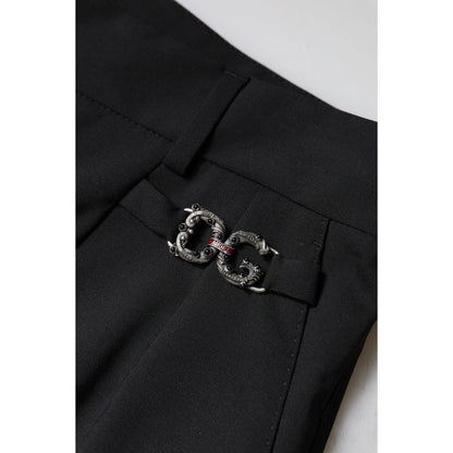 Dolce & Gabbana Black Polyester High Waist Dress Pants