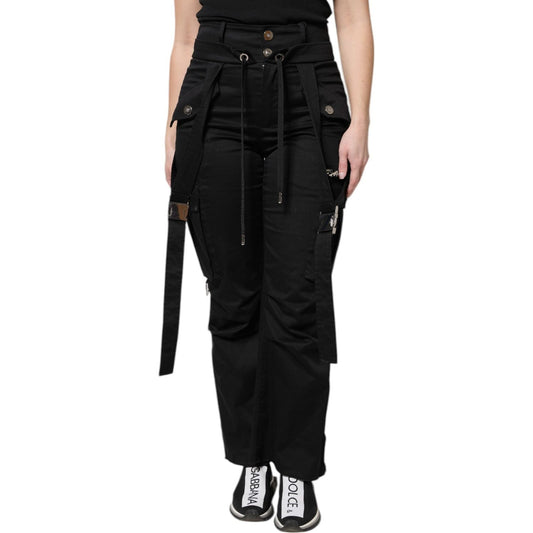 Dolce & Gabbana Black Cotton High Waist Cargo Pants PAN75972-40
