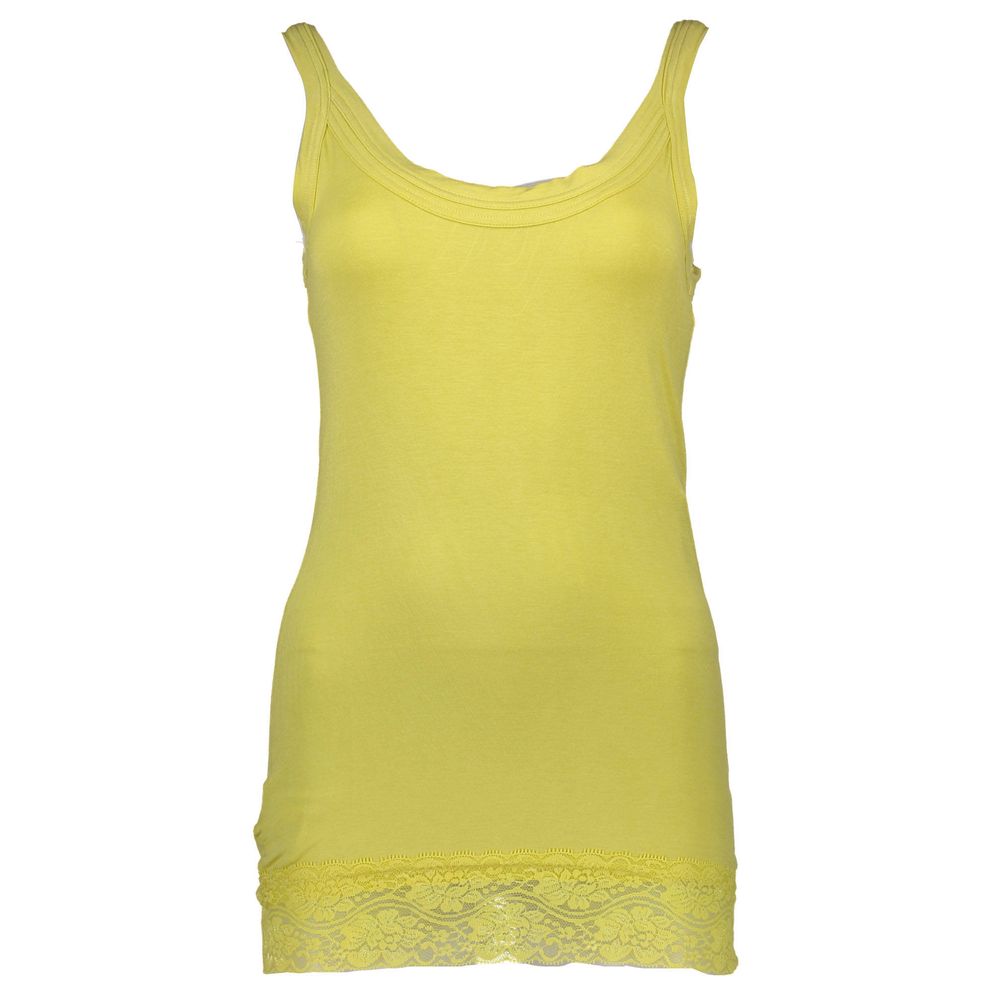 Silvian Heach Yellow Cotton Womens Tank with Lace Detail