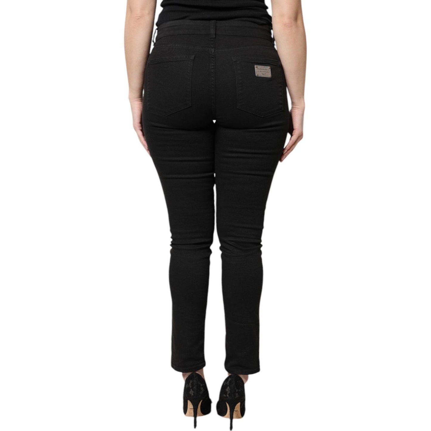 Dolce & Gabbana Black Cotton High Waist Skinny Denim Jeans PAN75984-42