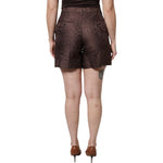 Dolce & Gabbana Brown Floral Brocade Mid Waist Mini Short SKI2078-36