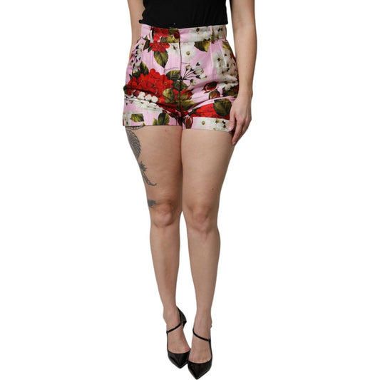 Dolce & Gabbana Pink Floral Print High Waist Hotpants Short SKI2082-36