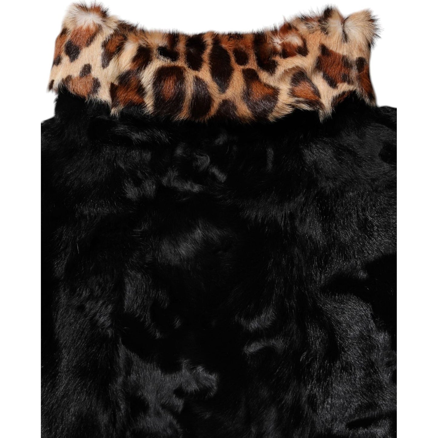 Dolce & Gabbana Black Lamb Fur Short Women Coat Jacket