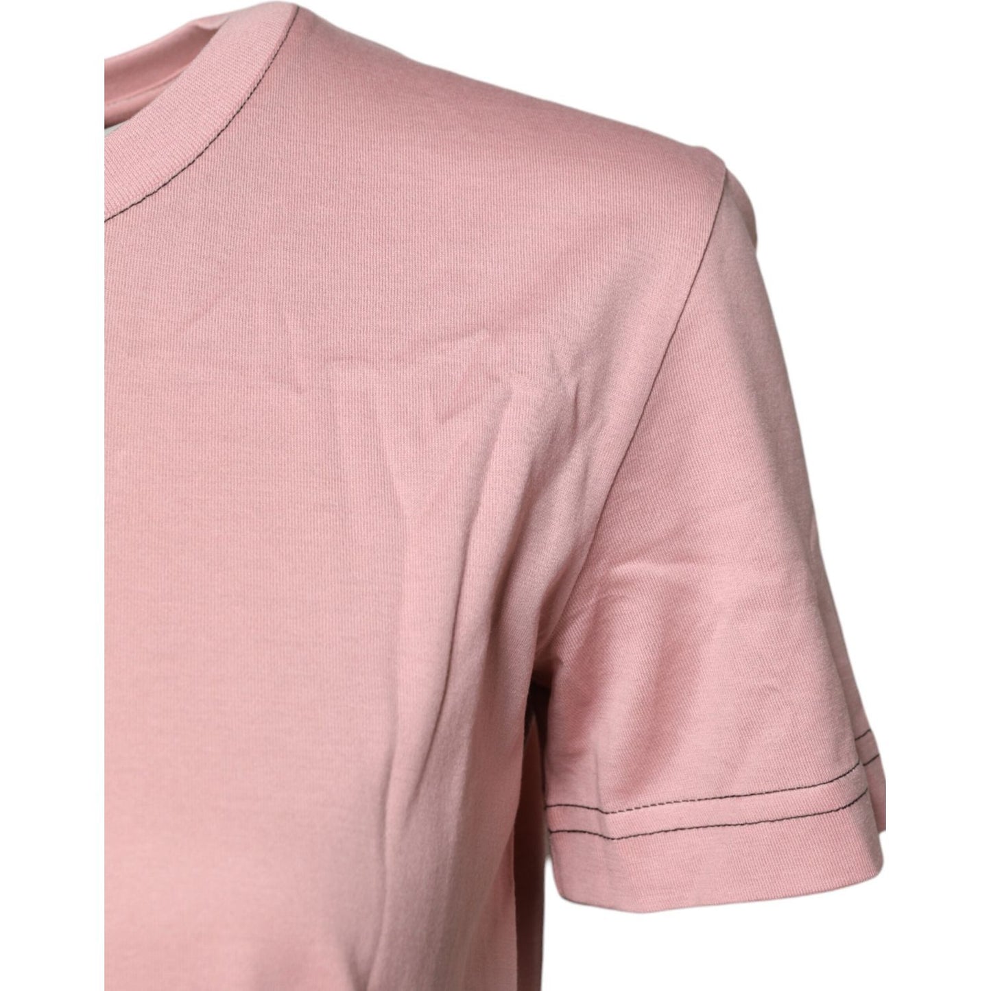 Dolce & Gabbana Pink Logo Print Cotton Crew Neck T-shirt TSH8145-40