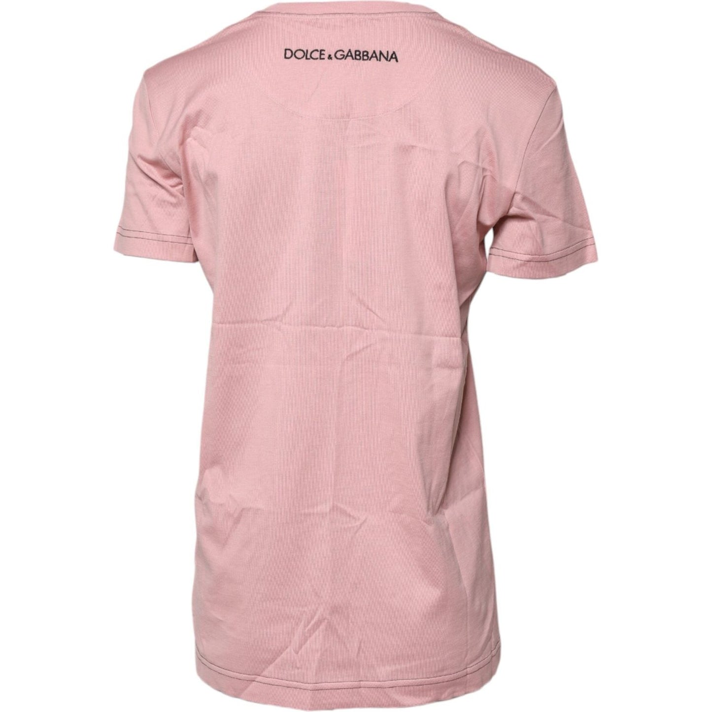 Dolce & Gabbana Pink Logo Print Cotton Crew Neck T-shirt TSH8145-40