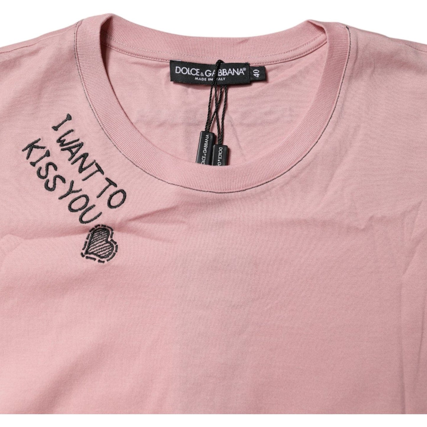 Dolce & Gabbana Pink Logo Print Cotton Crew Neck T-shirt TSH8145-40