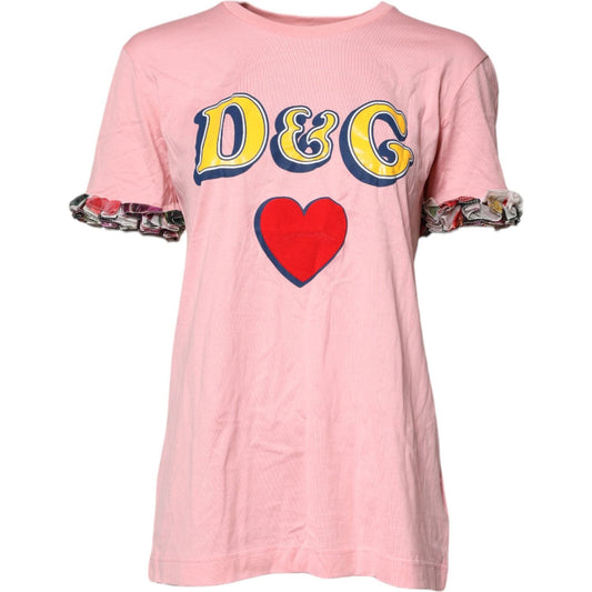 Dolce & Gabbana Pink Logo Print Cotton Crew Neck Tee T-shirt TSH87135-40